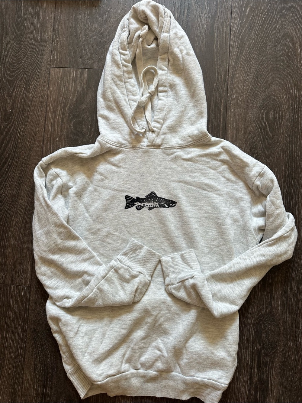 Light Gray Fish Emblem Hoodie - sky and sparrow Plush Pullover